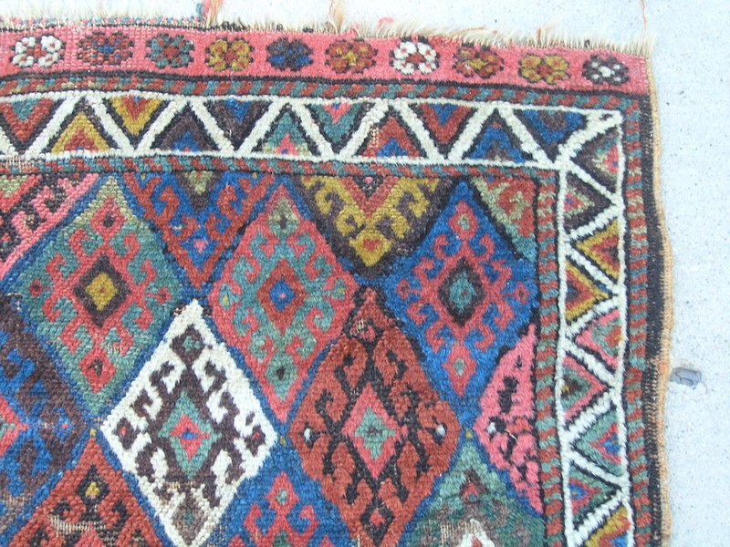 Antique 19th Century Jaff Kurd Kurdish Bag Face 25x28" Exceptional Colors Washed gallery