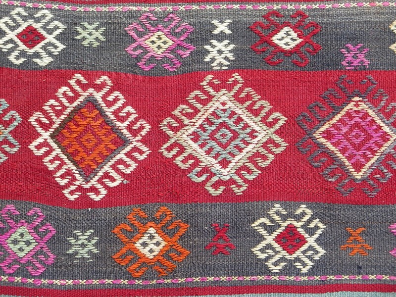 Vintage Rug, Turkish Balya Kilim, Wool Rug, Teppich, Tapi 62"x80" AreaRug Carpet gallery
