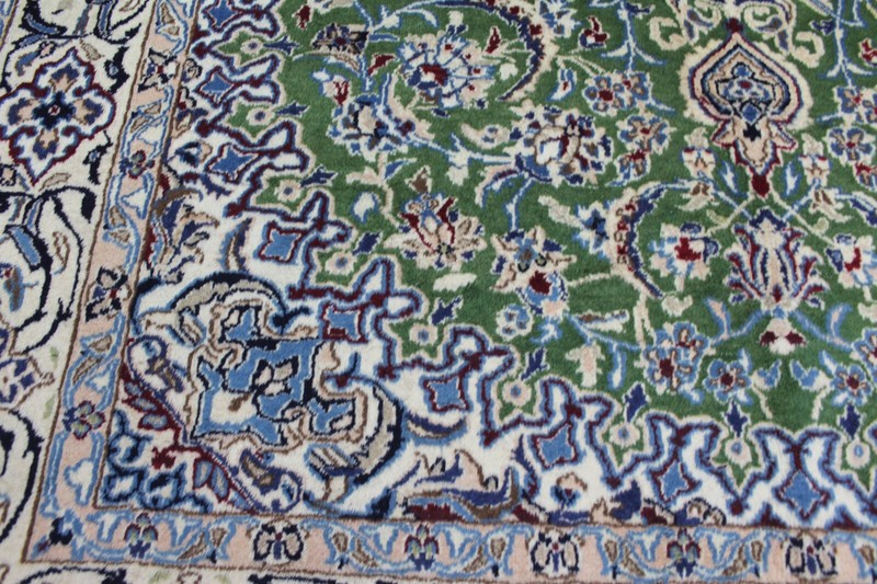 FINE HANDMADE NAIN WOOL RUG GREEN NAIN RUG WITH SUPERB COLOURS 285 X 195 CM gallery