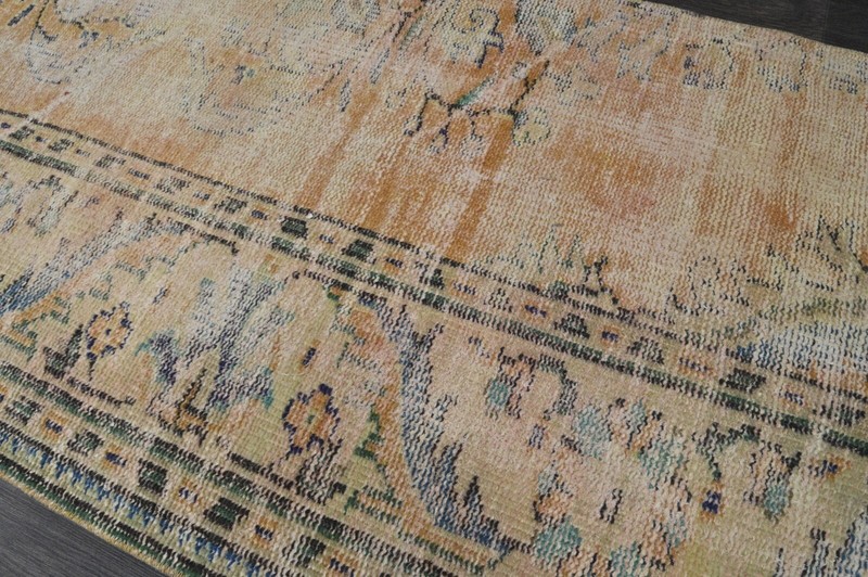 Vintage Turkish Runner Rug 2x10ft ORANGE Handmade Anatolian Oushak Hallway Wool gallery