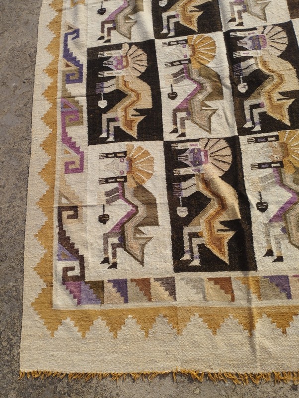 Vintage Handmade Peruvian Traditional Wool Rug Carpet 220x166 cm gallery