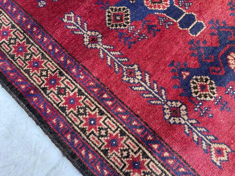 2x4 Red Vintage Afghan Small Rug Hand Knotted Wool Tribal Bedroom Farmhouse Navy gallery