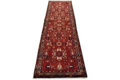 Vintage Tribal Runner 3’7” x 10’3” Red Wool Hand-Knotted Oriental Rug