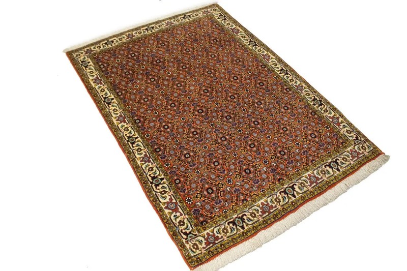 Vintage 4X5 Handmade Wool Oriental Rug Thick Pile Orange Floral DesignCarpet gallery