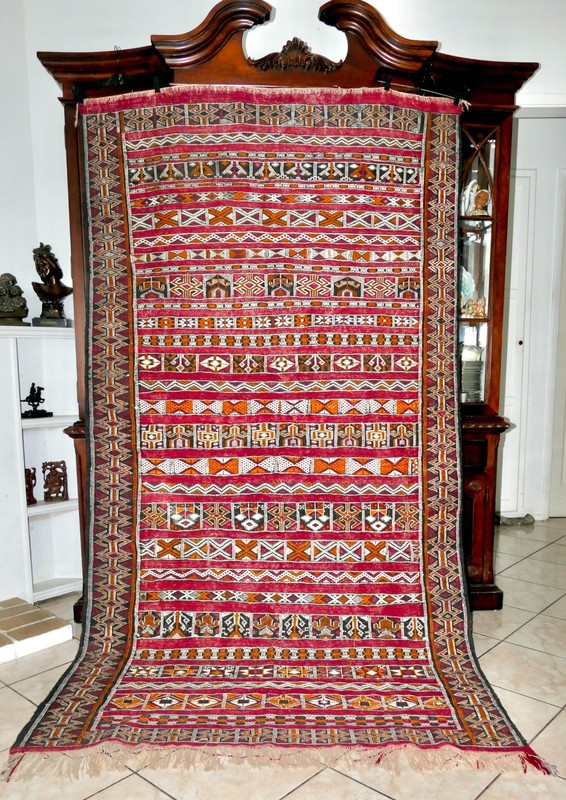 VNTG Moroccan Zemmour Hanbal Berber Kilim Flatweave Tribal Textile Rug 8'5"x4'5" gallery