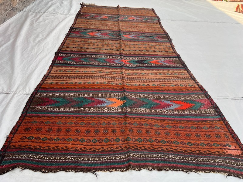 COLLECTORS' ITEM 8 X 3.5 ft Antique Maldari Belouch Nomad Full Embroidery Sistan gallery