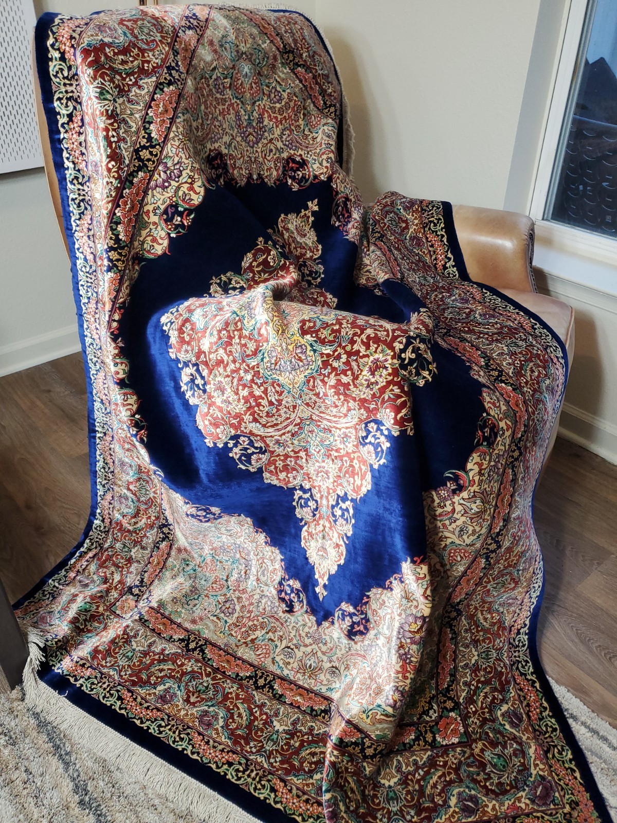 Signed Handknotted Fine Per'sian 100% Silk Rug, 900KPSI, 2x1.3Meters gallery