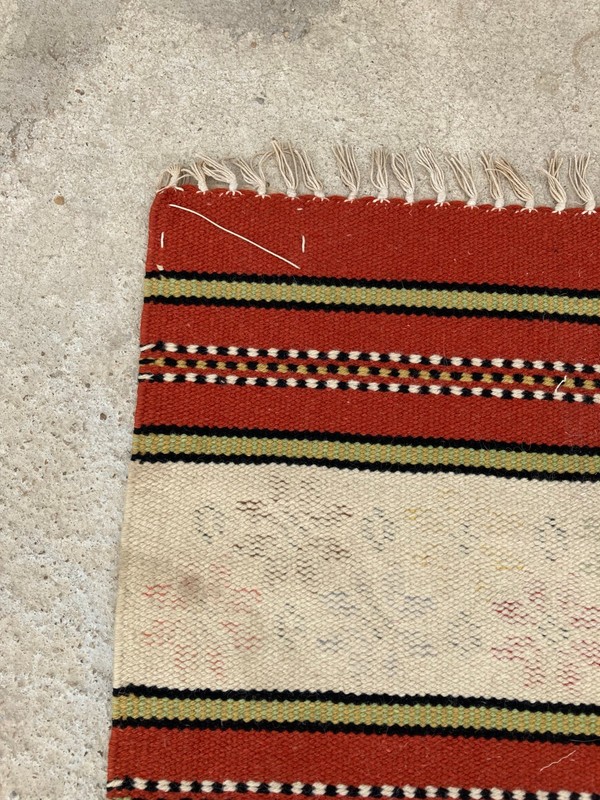 Vintage Traditional Handmade European Strip Flat Wool Kilim Floor Rug 117x62 cm gallery