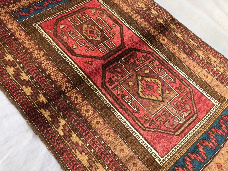 2'10 x 4'10 Ft Vintage Afghan Hand Knotted Rug Red Geometric Tribal Wool Carpet gallery