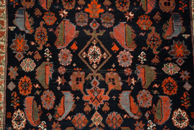 Antique Vegetable Dye Navy Blue Kork Wool Hand-made Narrow/ Long Runner Rug 3x18 gallery