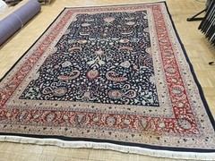 9×12 VINTAGE INDO SAROUK AUTHENTIC HAND KNOTTED WOVEN 100% WOOL INDIA
