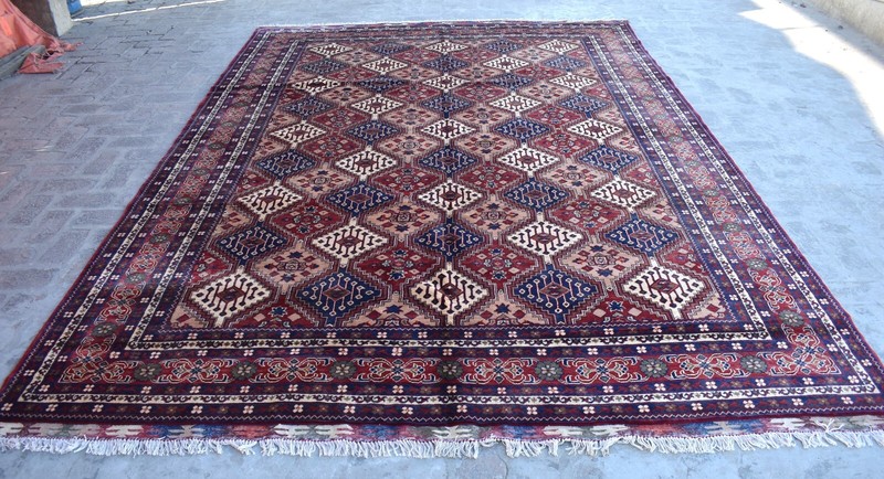 9x12 ft Vintage Afghan Turkmen Oriental Area Rug Red Tan Hand Knotted Wool Rug gallery