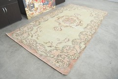 5×9 vintage rug, anatolian turkish oriental rug,handmade faded oushak carpet,08