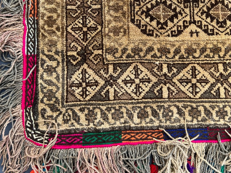 3.3x3.5 ft Antique Terracotta Rug Tribal Saddle Bag Style Hand Knotted Wool Rug gallery