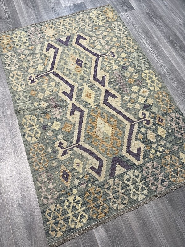 Vintage Kilim Traditional Hand Made Oriental Wool Kilim 5ftx3.2ft 158cmx107cm gallery