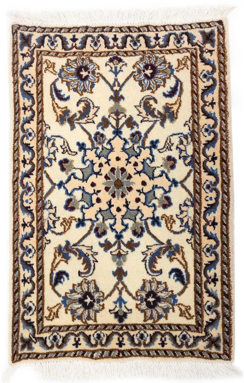 Hand-Knotted Indo-Nain Wool Rug Classic Floral Design Oriental Carpet 2X3 ft gallery