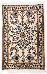Hand-Knotted Indo-Nain Wool Rug Classic Floral Design Oriental Carpet 2X3 ft