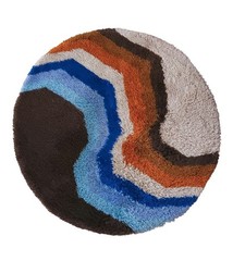 DESSO Allegro shag round Rug dralon wool blue brown vintage Mid Century 60s 70s