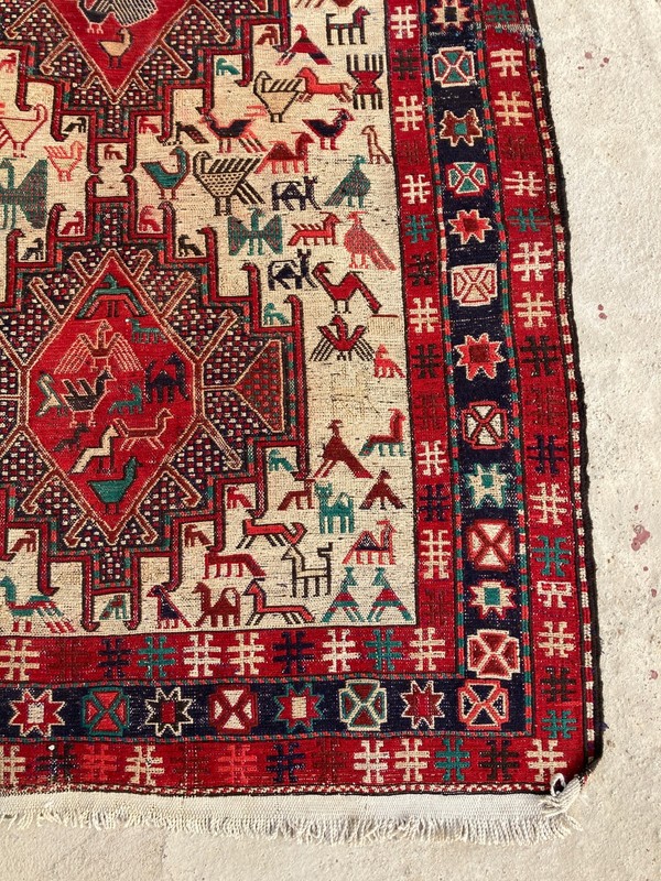 Vintage Traditional Handmade Beautiful Turkish Kilim Floor Rug Carpet 143x110 cm gallery