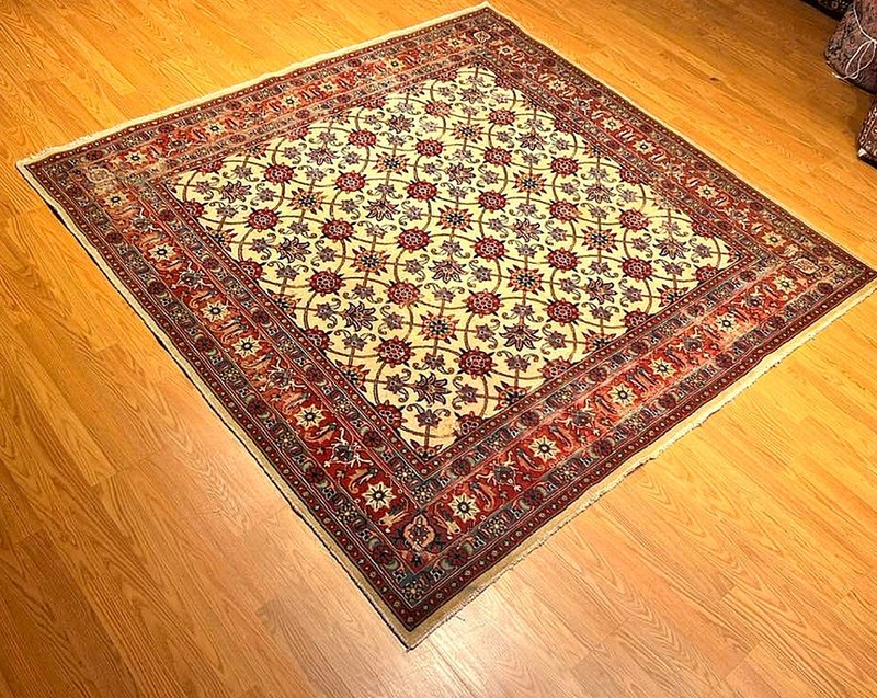 6.5 x 6.5 Handmade Antique Fine Quality Esfahaan Square Rug Natural Dye Wool gallery