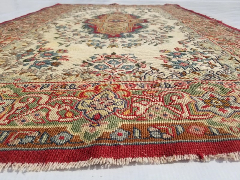 Vintage French Needle Point Handmade Floral Multicolor Wool Rug Carpet 143x92cm gallery
