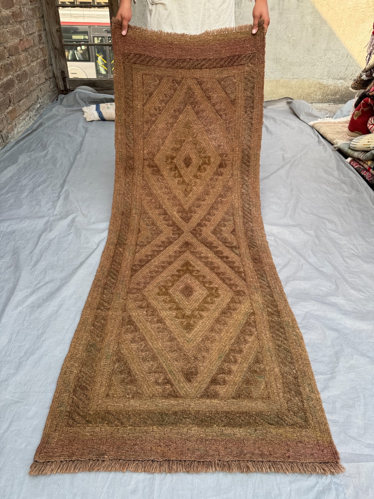 2'4 x 6 Vintage Mishwani Oriental Handmade Wool Runner Rug, Diamond Pattern Rug gallery