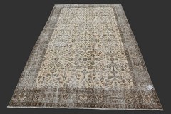 Vintage Turkish Oushak Rug, Beige 6×10 ft, Handmade Wool, Bohemian Anatolian