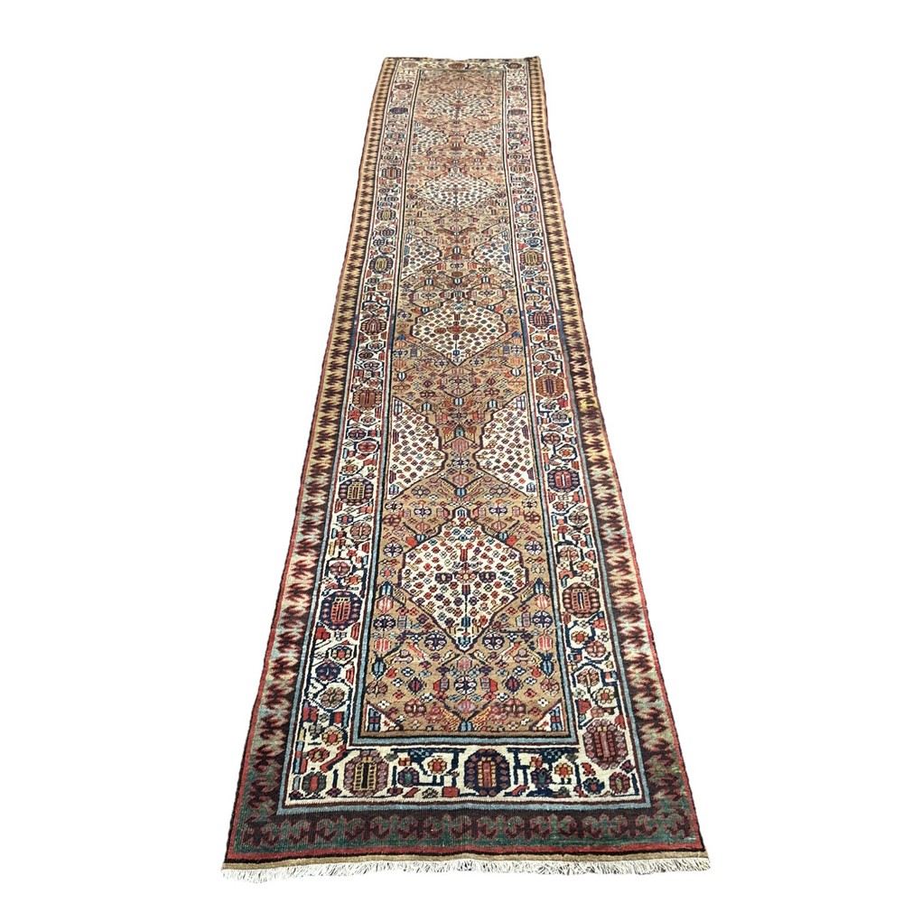 2x13 ft Antique Oriental Runner Rug handknotted Vintage CAUCASIAN Bijar design