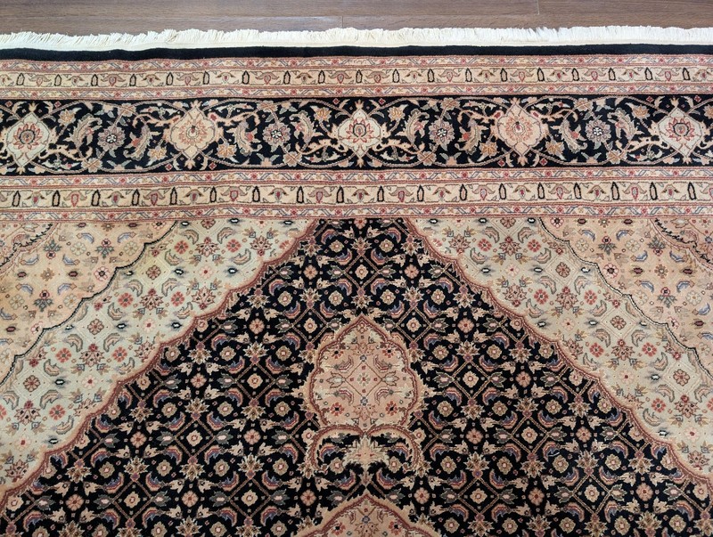 Sino Per'sian Rug 8x10, Herati Mahi Design, Wool & Silk, Black gallery