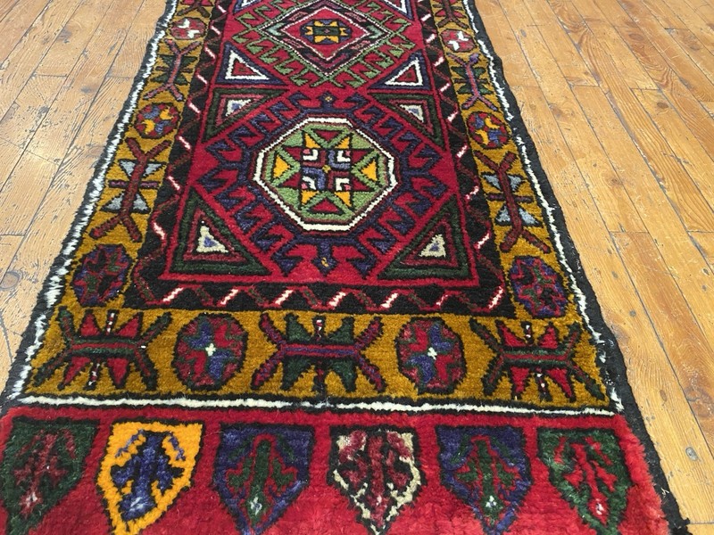 Beautiful Antique 1940-1950's Wool Pile Henna Dye Tribal Runner Rug 1’10”x5’6” gallery