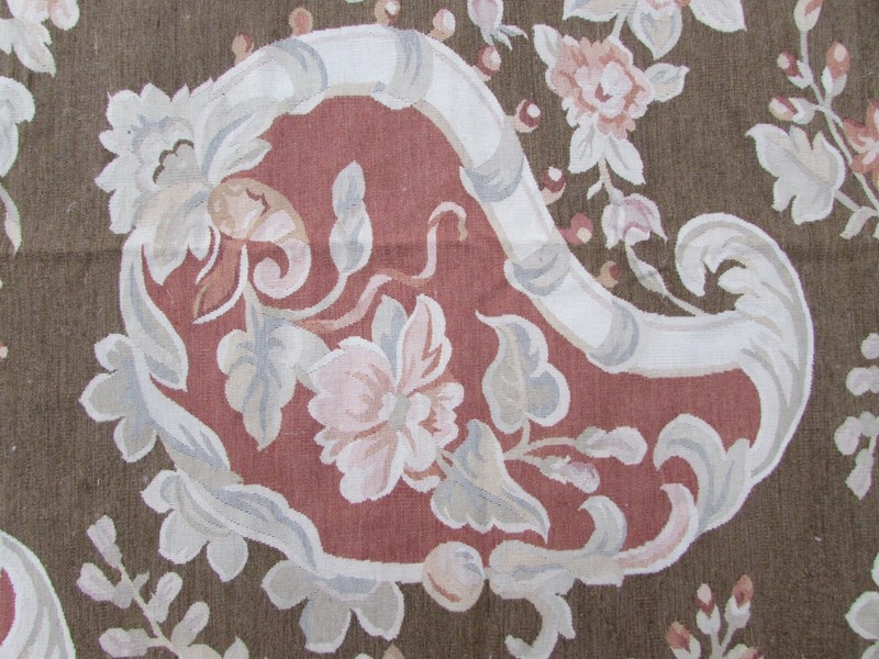 Fine Vintage Hand Made French Design Wool Brown Original Aubusson 308X245cm gallery