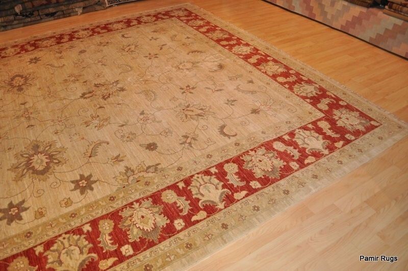 10 X 14 TOP QUALITY HANDMADE AGRA DESIGN ORIENTAL RUG BEIGE ORANGE RED, GOLD gallery