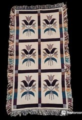 Jacquard Rug 20″ X 40″ Handwoven Cotton Floral w Fringe Made in India