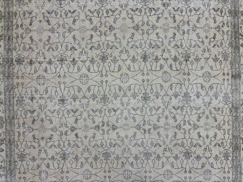 7x10 Vintage Beige Neutral Turkish Area Rug: Hand-Knotted Wool Living Room Rug gallery