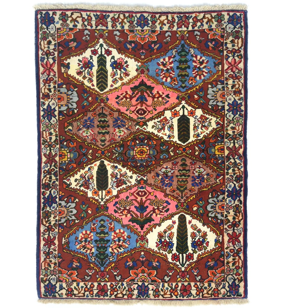 Small Entryway Vintage Floral Rusty Red Hand-Knotted Rug Bedroom Carpet 3X5 ft