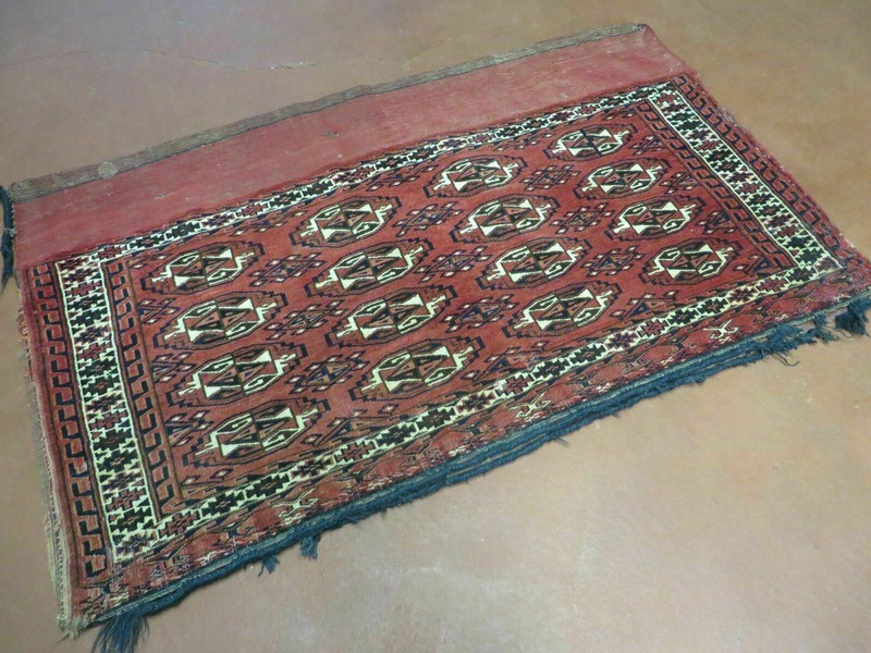 2.5' X 4' Antique Handmade Red Turkoman Tribal Wool Rug Cushion Case Elephant gallery