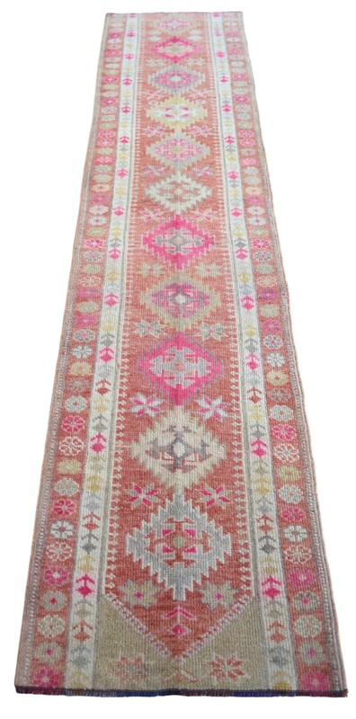2x10 ft Runner Turkish Rug HandMade Distressed Narrow Hallway Rug actua 2.3x10.2 gallery