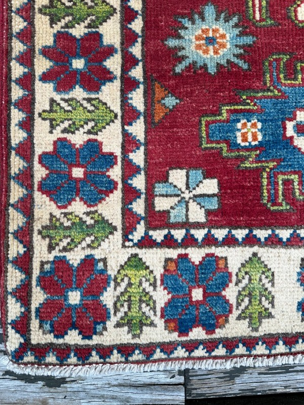 New Handmade Colorful Afghan Kazakh Small Accent Rug, 2'x3' gallery