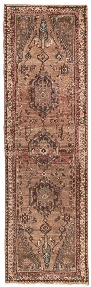 Vintage Hand-knotted Runner Rug 2'6" x 9'0" Traditional Oriental Wool Carpet