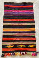 Vintage Traditional Handmade Turkish Striped Wool Kilim Floor Rug 106×63 cm