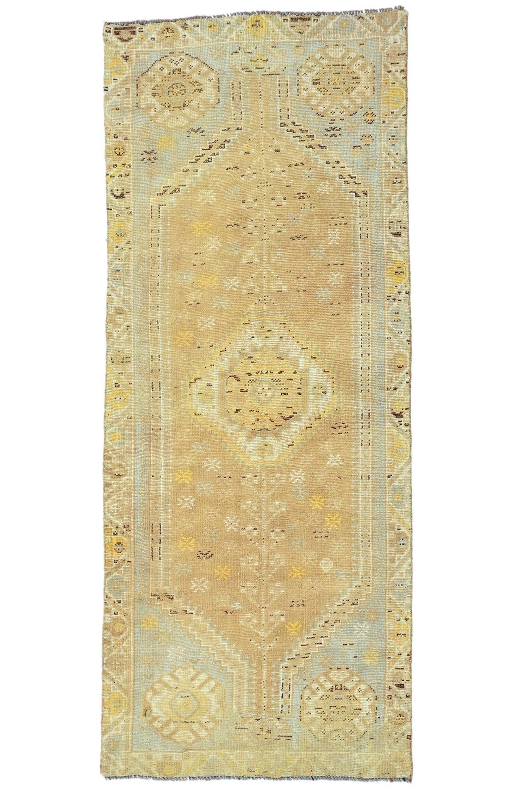 3'11 X 9'3 Vintage Wool Tribal Runner Rug Distressed Carpet Muted Colors 4X9 ft gallery