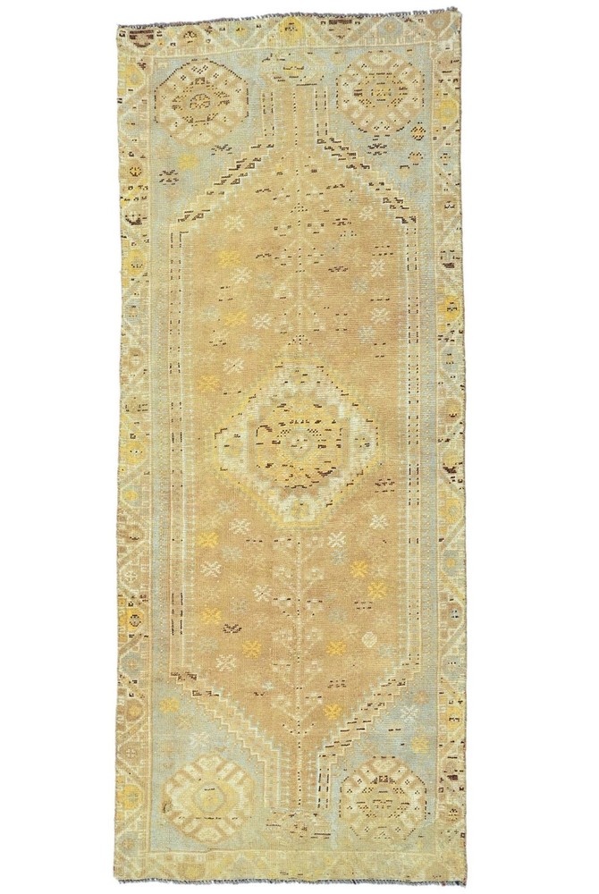3'11 X 9'3 Vintage Wool Tribal Runner Rug Distressed Carpet Muted Colors 4X9 ft