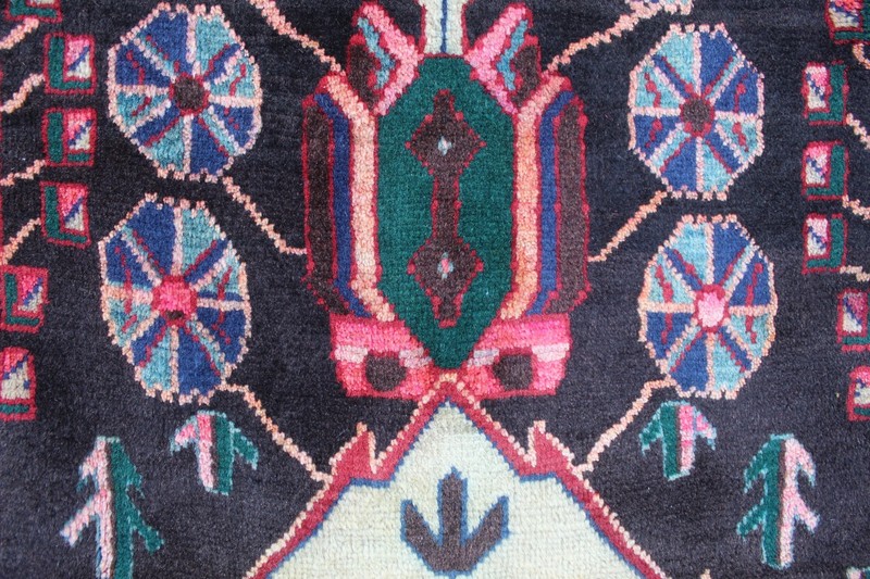 Vintage Hand Made Traditional Oriental Wool Blue Pink Large Rug 245x161cm gallery