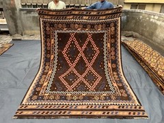 6’5 x 8’11 ft Antique Brown Afghan Handmade Wool Kilim Rug, Turkish Style Kilim