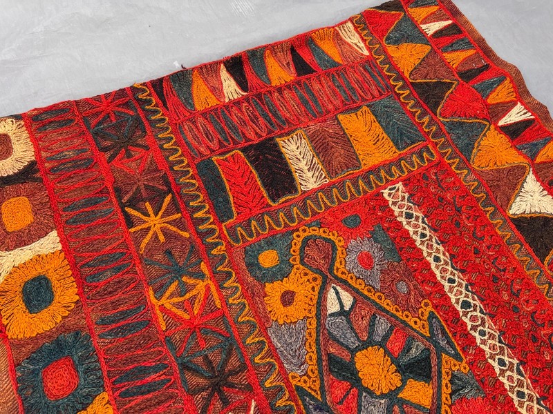 Vintage Afghan Hand Woven Sumak Kilim Rug 2.8x4.6 ft Colorful Tribal Wool Carpet gallery