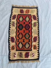 2×3 Vintage Afghan Flat Weave Terracotta Faded Kilim Rug Soft Pile Small Rug