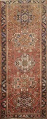 Elegant 9 ft Runner Rug Vintage Hand-knotted Geometric Classic Wool Carpet 4×9