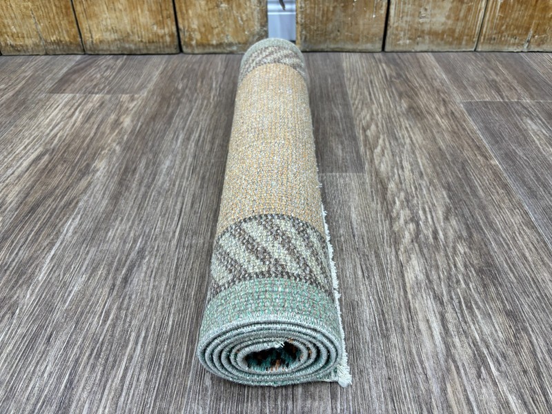 2x5 Copper & Turquoise Vintage Turkish Hallway Runner, Hand-Knotted Wool Rug gallery