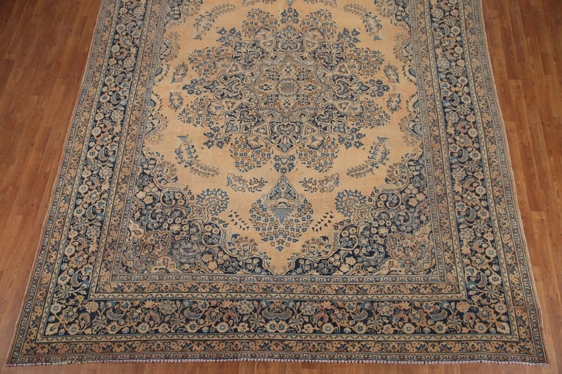 Vintage Muted Rust/ Navy Blue Wool Mashaad Area Rug 10x13 Living Room Carpet gallery