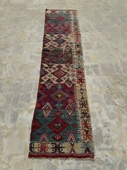 Antique Rare Collectible Hand Woven Turkey One Part Wool Weaving Kilim 327×81 Cm